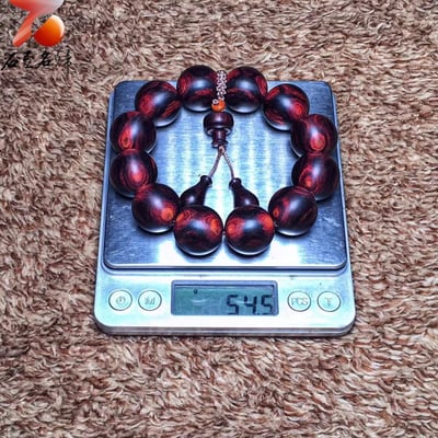 臻藏 絕品海南黃花梨紫油梨  X紋對眼20mm手珠 重量54.5克6